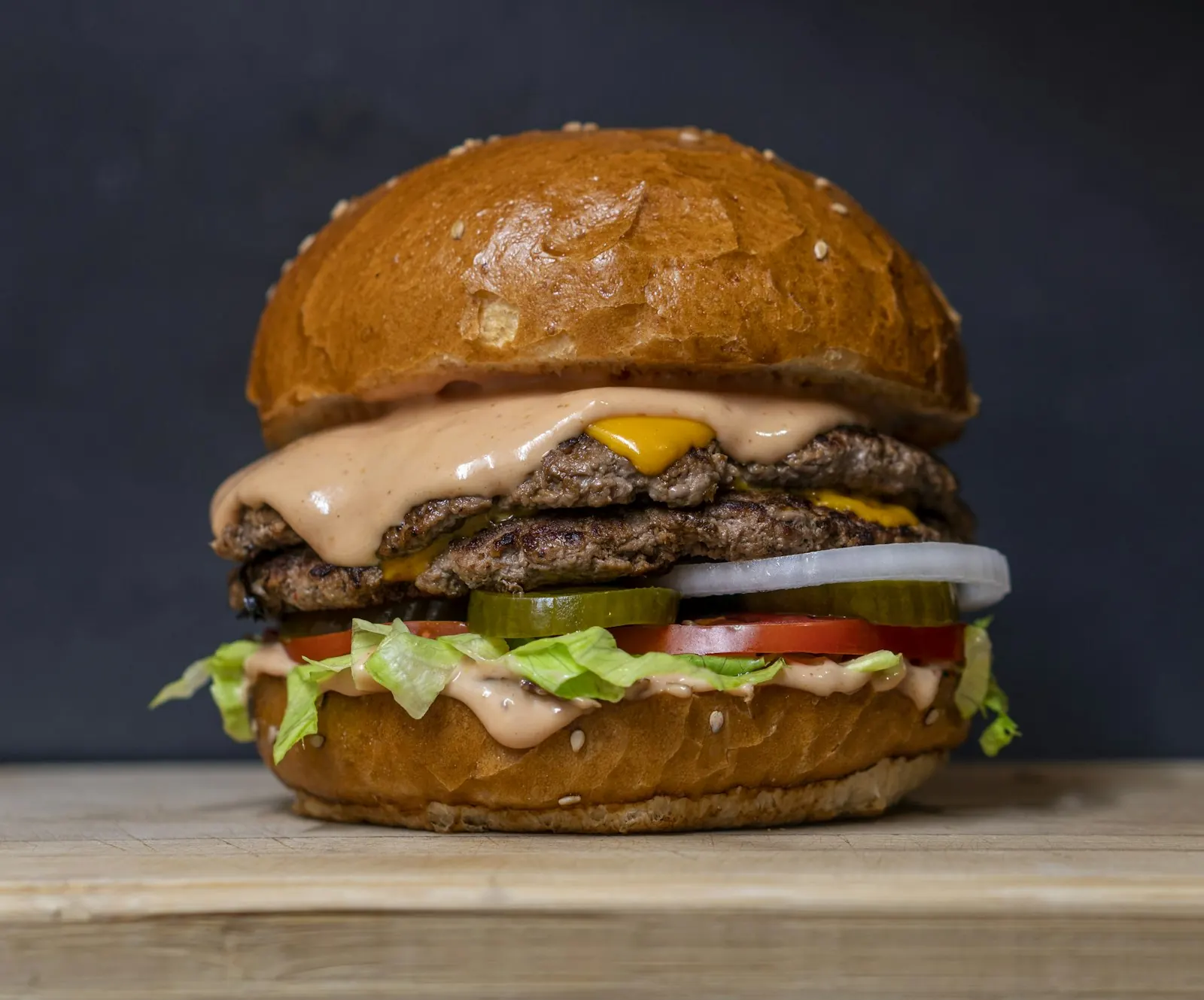 Orbit Smash Burger with melty cheese, close-up